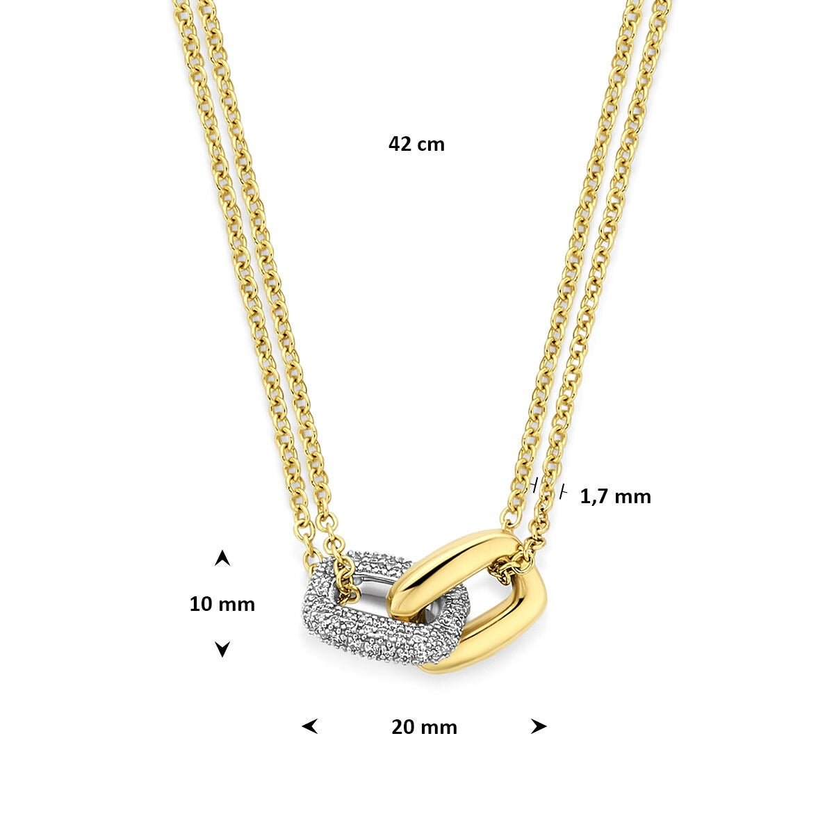 14k Bicolor Gouden Ketting met Hanger Diamant
