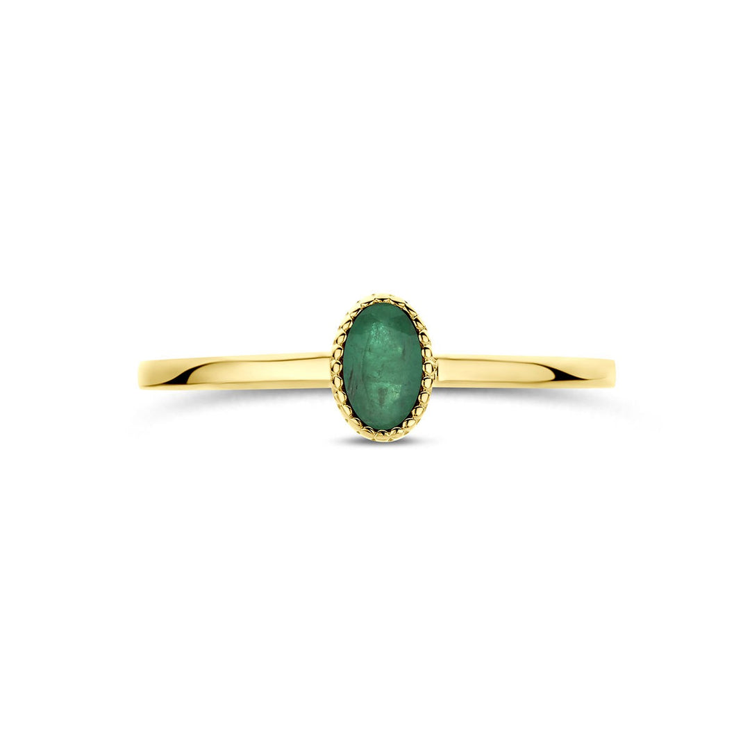 9k Geelgouden ring met smaragd