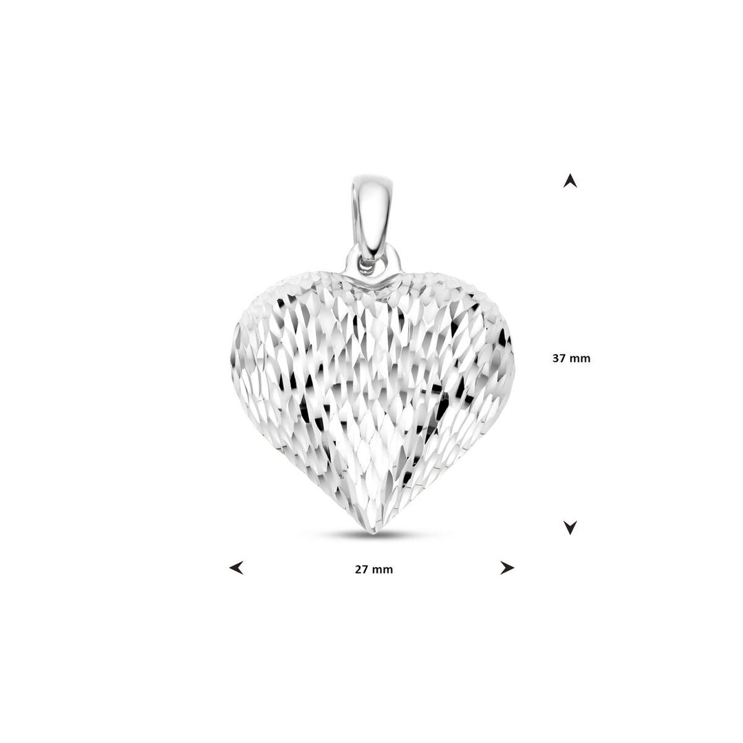 Van der Kooij Collection - pendant heart diamond-plated 27 mm silver rhodium-plated
