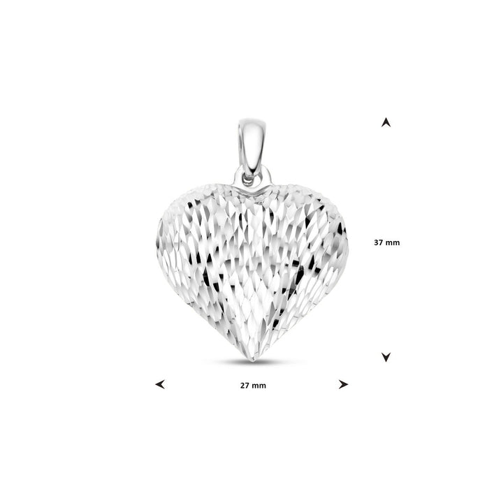 Van der Kooij Collection - pendant heart diamond-plated 27 mm silver rhodium-plated