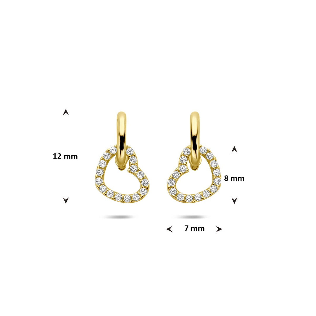 Gouden Oorhangers 14k Hartvorm met Zirkonia – Dames