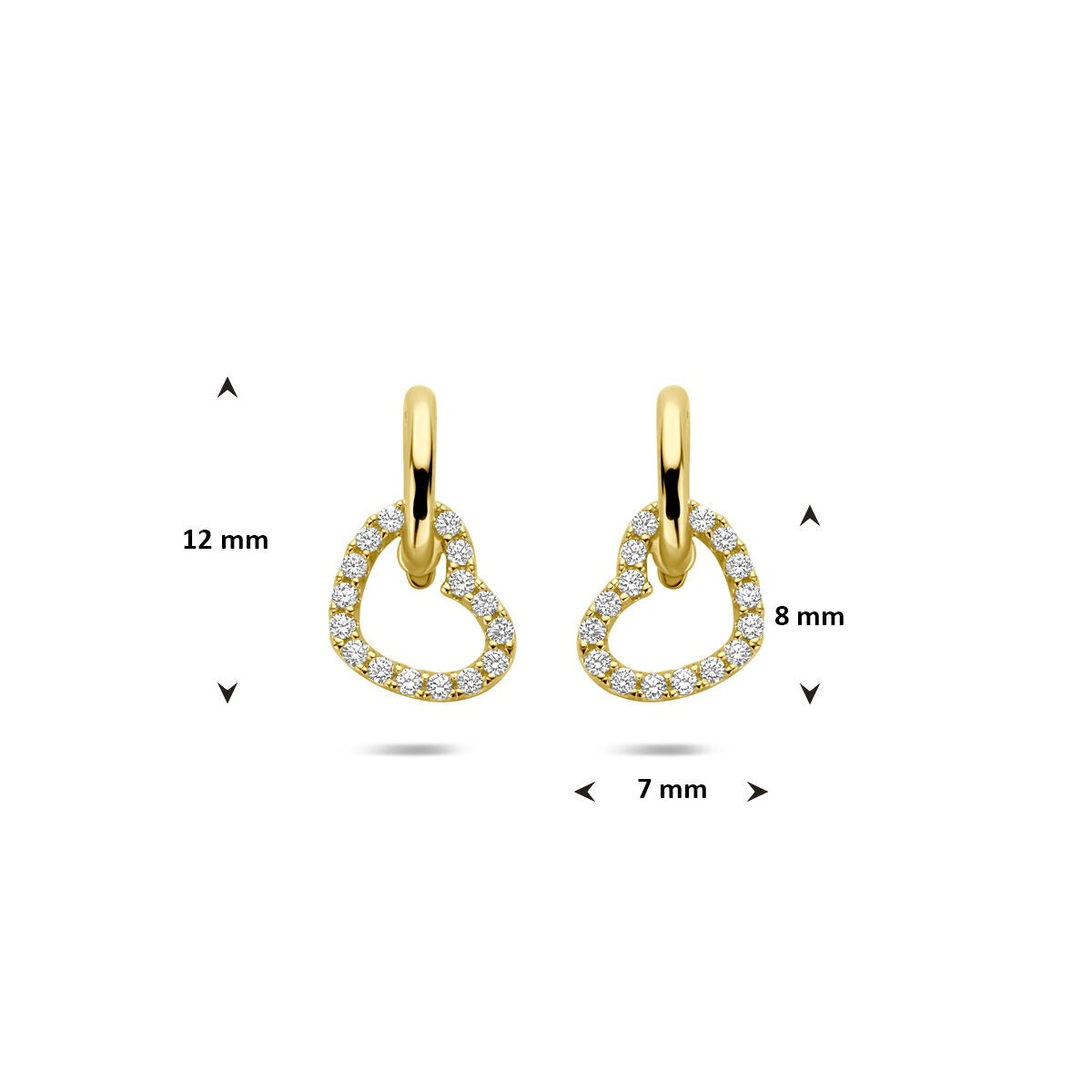 Gouden Oorhangers 14k Hartvorm met Zirkonia – Dames