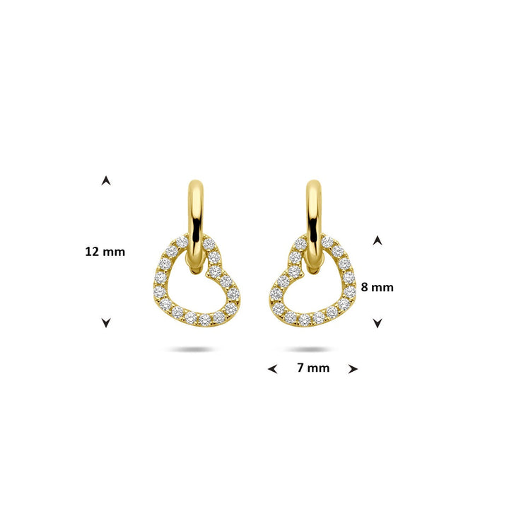 Gouden Oorhangers 14k Hartvorm met Zirkonia – Dames