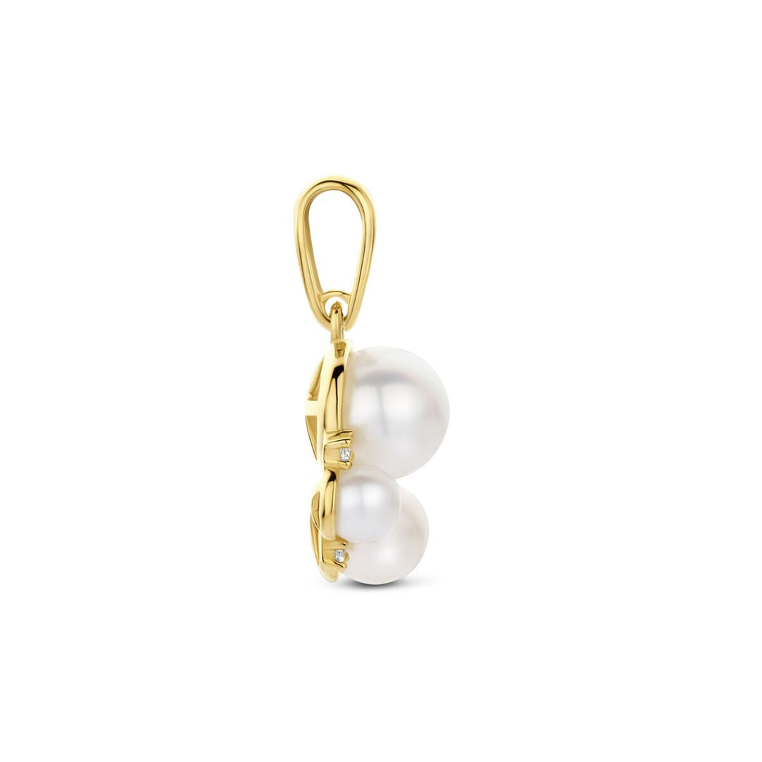 14k Geelgouden Hanger met Parel en Zirkonia