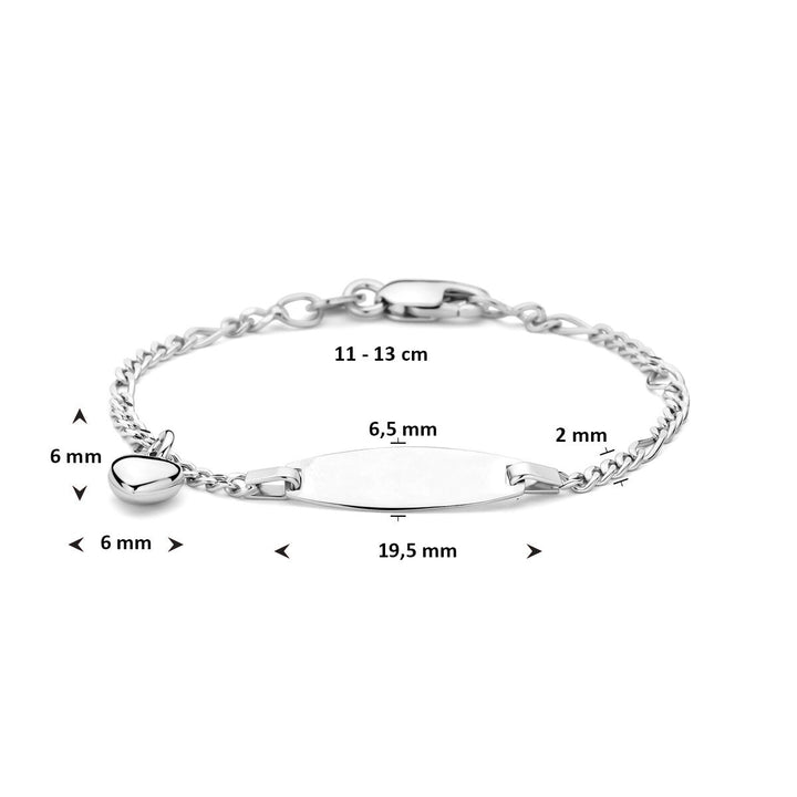 Zilveren kinder graveerarmband met hartje – gerhodineerd