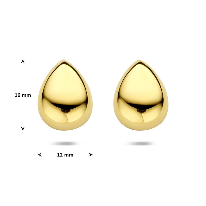 Verguld zilveren oorknoppen druppel – vloeiende vorm in gouden glans
