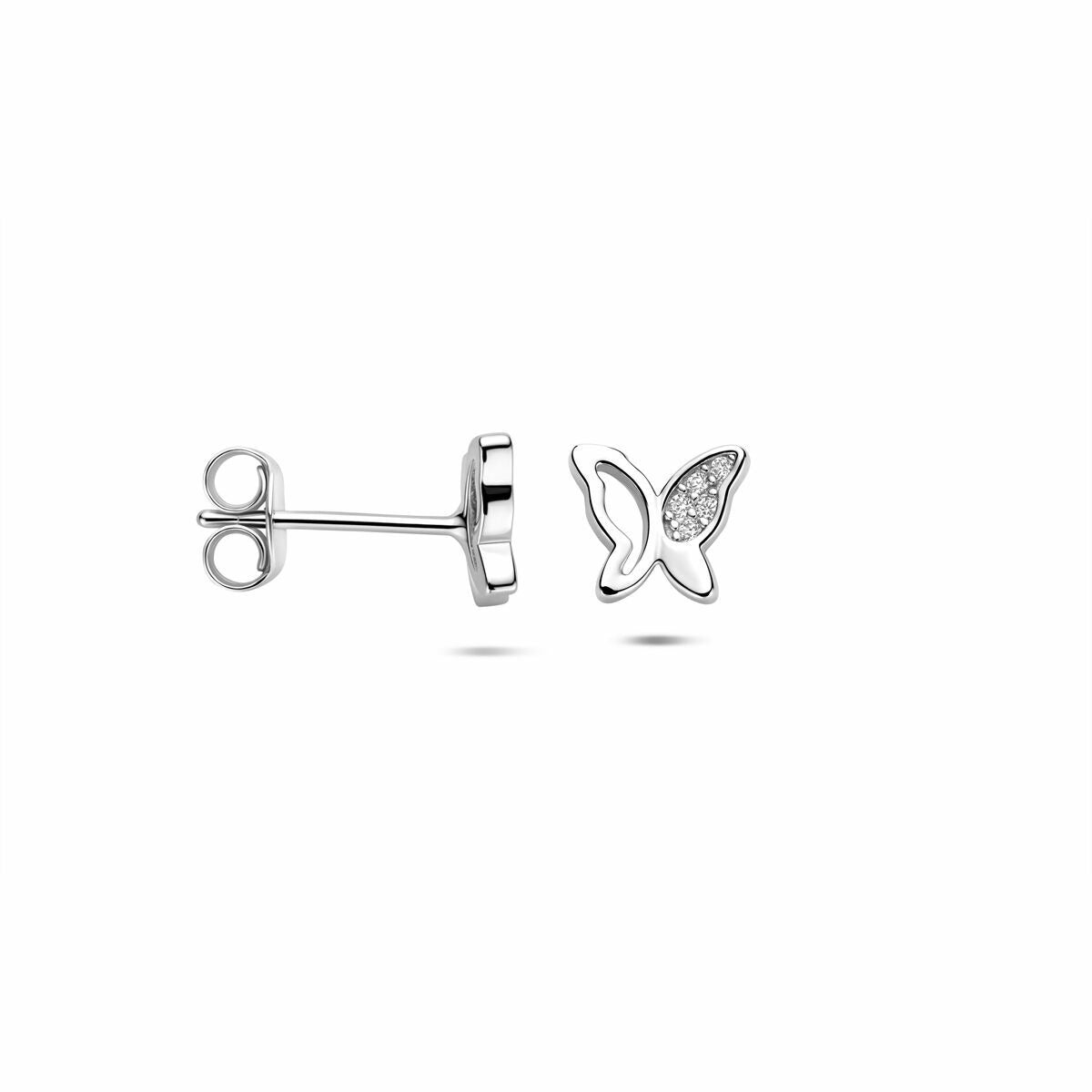 Zilveren oorknoppen vlinder met zirkonia – 6.5 x 7.5 mm