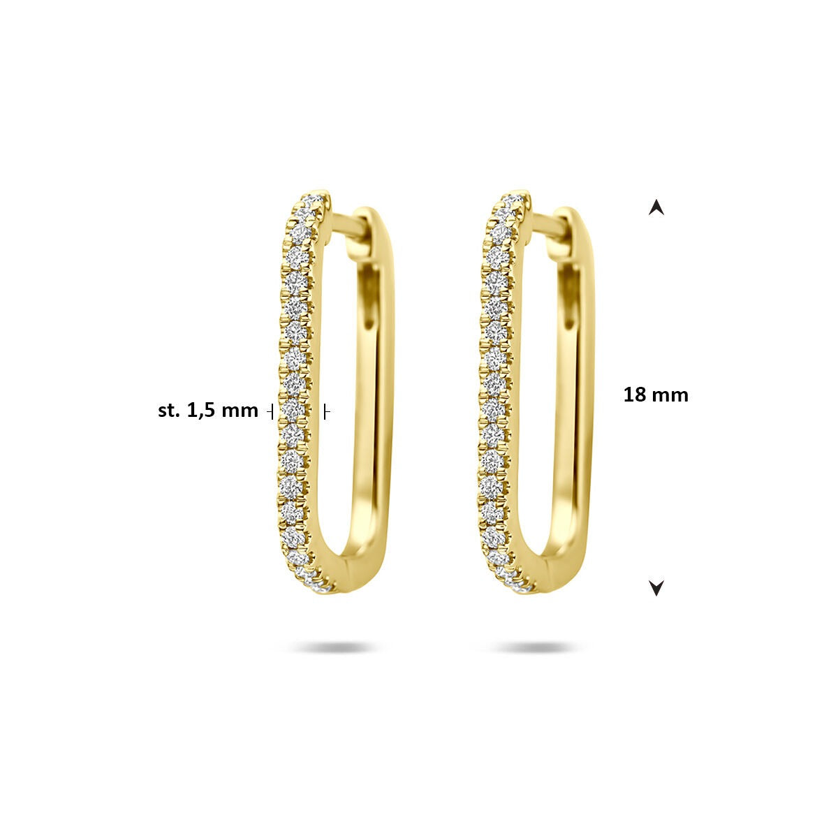 14k Geelgouden klapoorringen met lab grown diamant