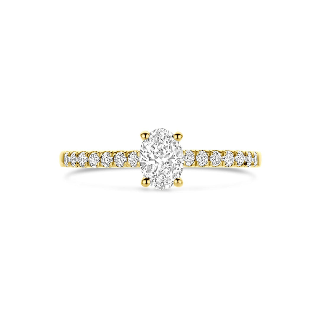 Gouden Ring 14k met Lab Grown Diamant – Ovale Slijpvorm
