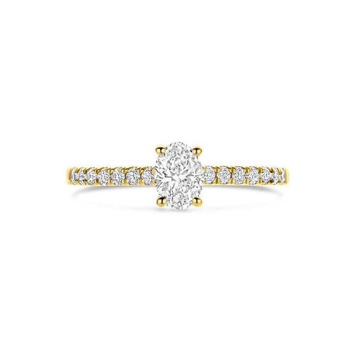 Gouden Ring 14k met Lab Grown Diamant – Ovale Slijpvorm