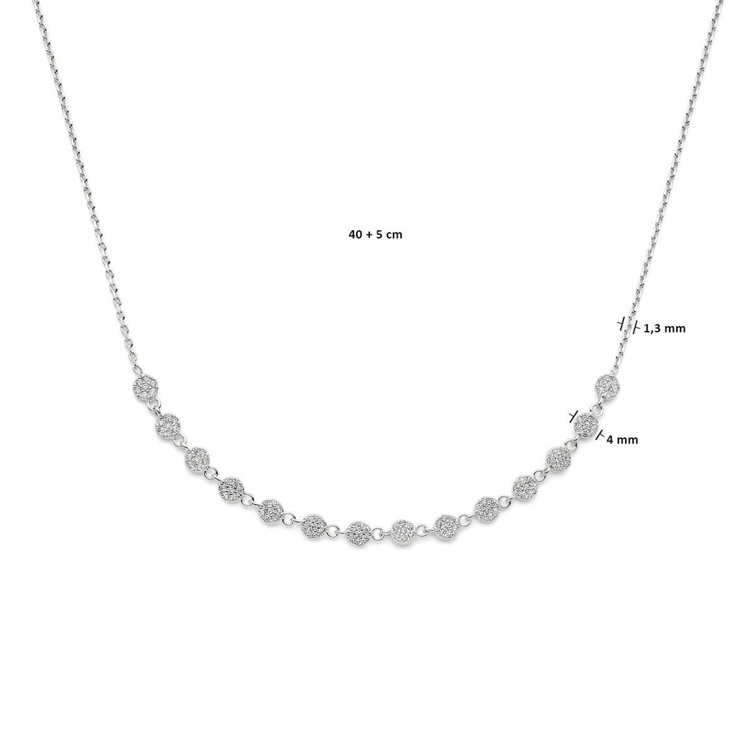 Van der Kooij Collection - zirconia necklace 1.3 mm 40 + 5 cm silver rhodium plated