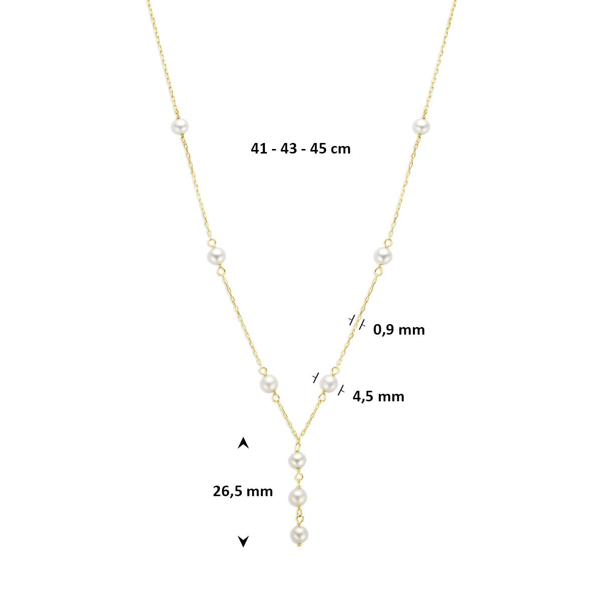 9k geelgouden collier met parel