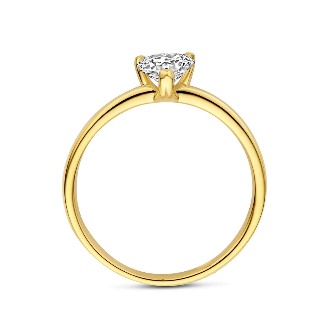 14k Geelgouden ring met hartvormige lab grown diamant 0.50ct