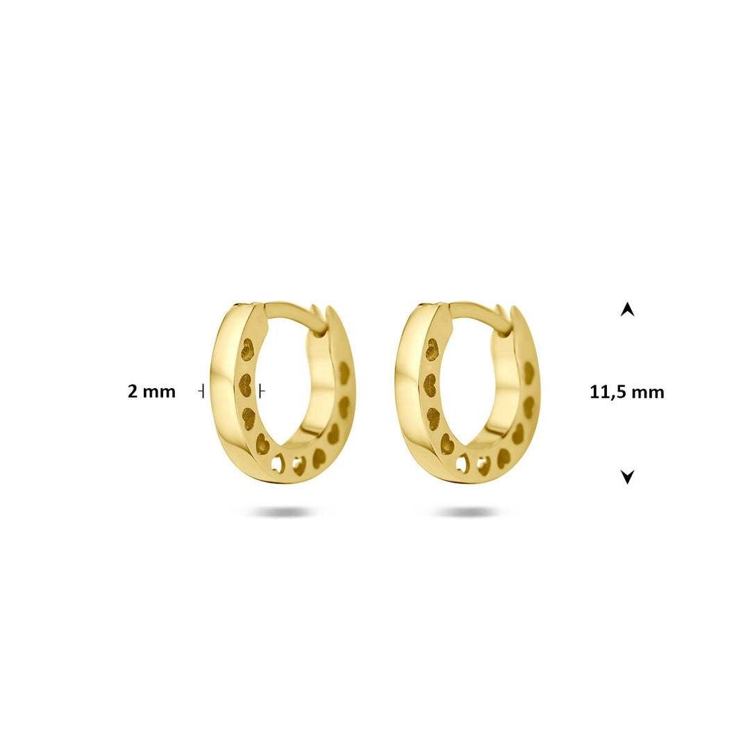 14k Geelgouden klapoorringen met hartjes