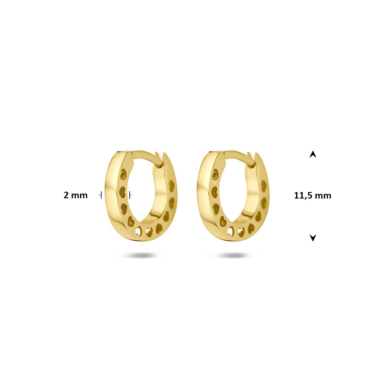 14k Geelgouden klapoorringen met hartjes