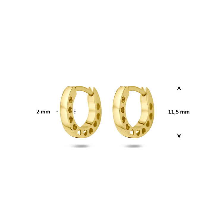 14k Geelgouden klapoorringen met hartjes