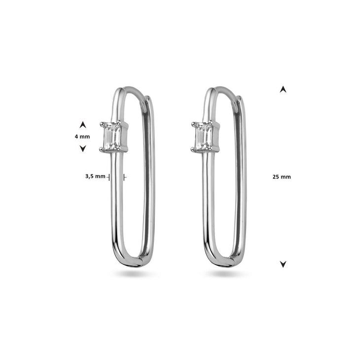 drop earrings paper clip zirconia silver rhodium plated