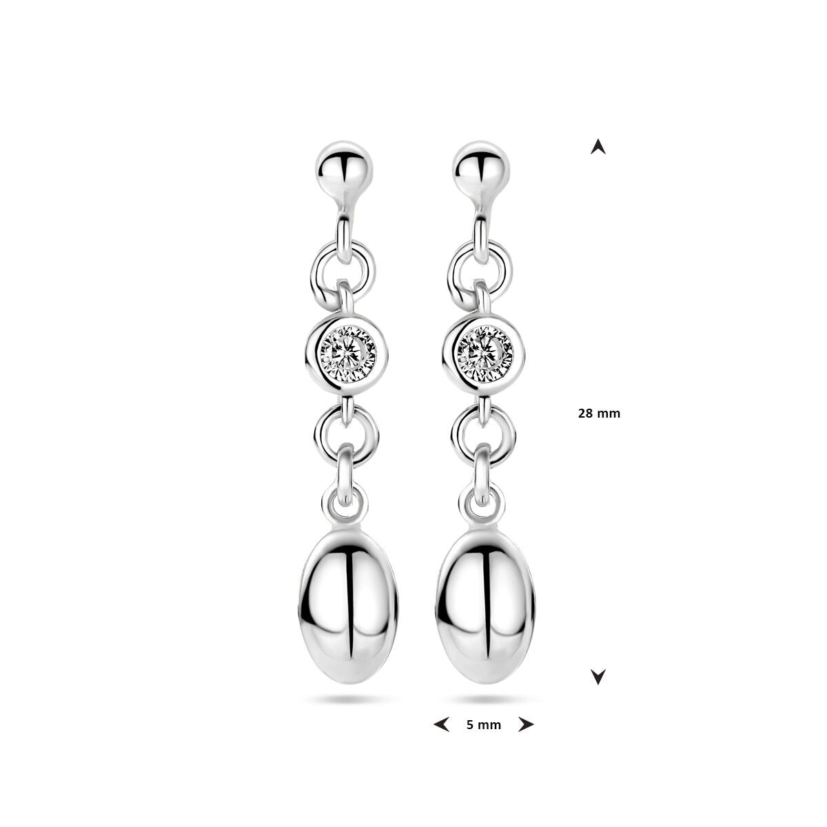 Zilveren oorhangers met zirkonia – gerhodineerd 925 zilver