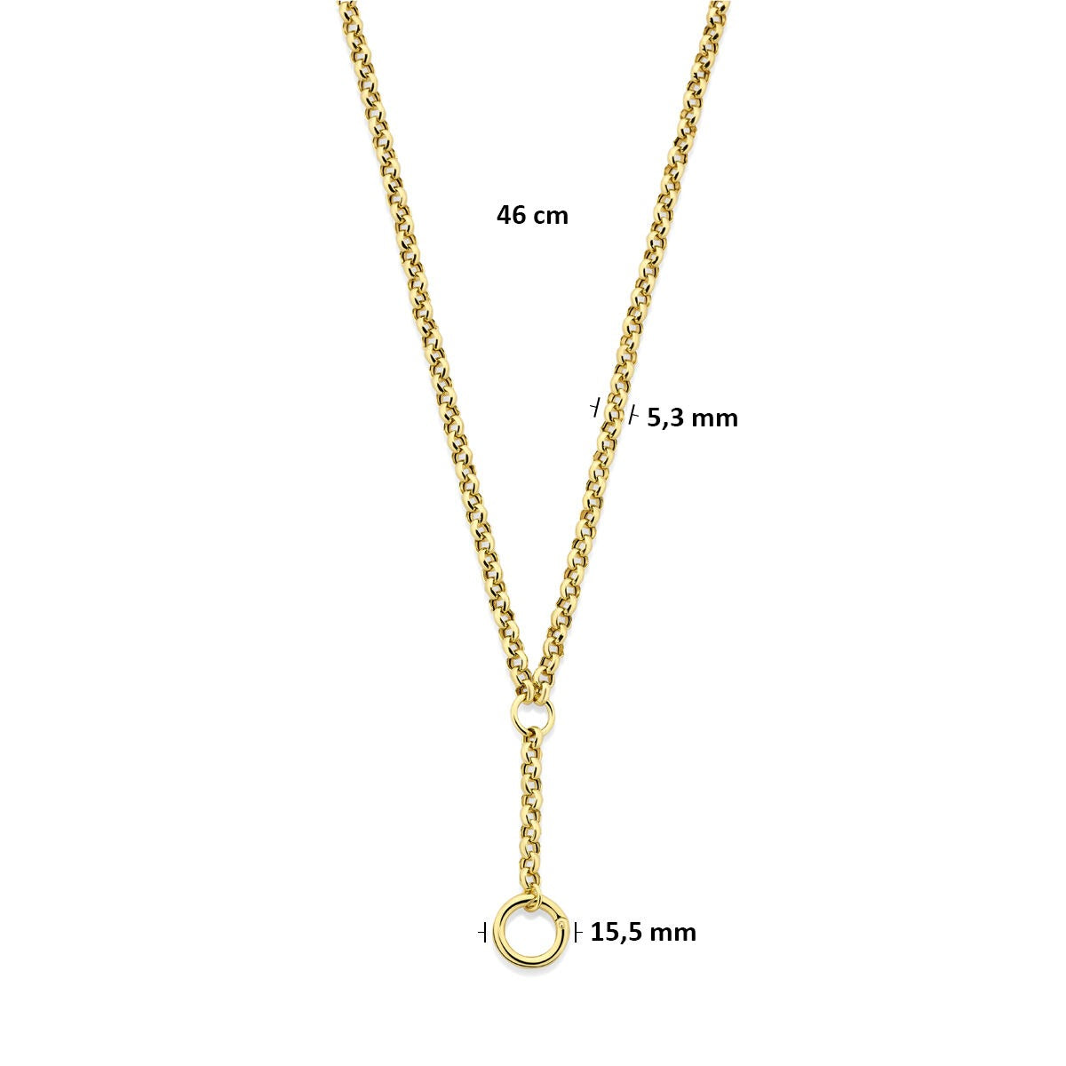 Verguld 925 zilveren Y-collier met connector 46 cm