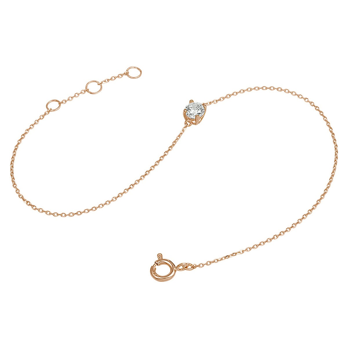 14k rosegouden dames armband met zirkonia – anker schakel 16.5–18.5 cm