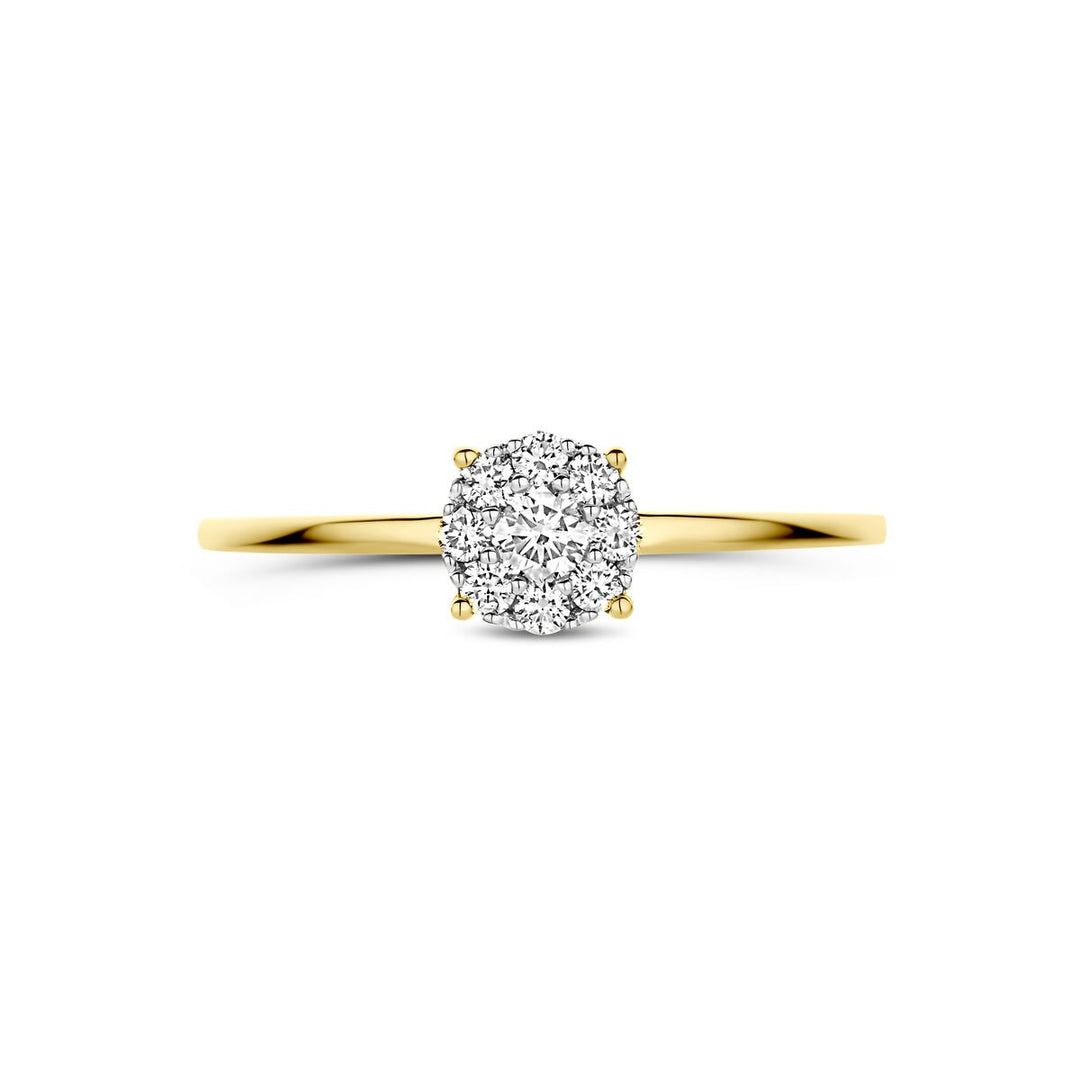 14k bicolor gouden ring met diamant 0.19ct