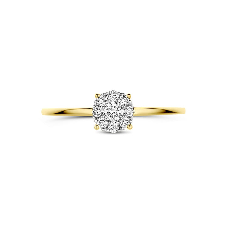 14k bicolor gouden ring met diamant 0.19ct