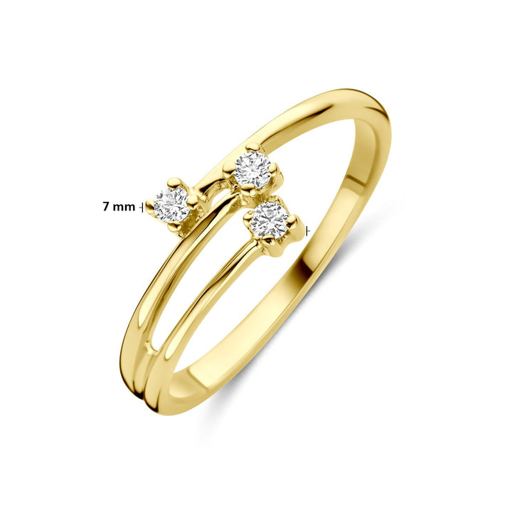 Gouden damesring met zirkonia – 14k geelgoud