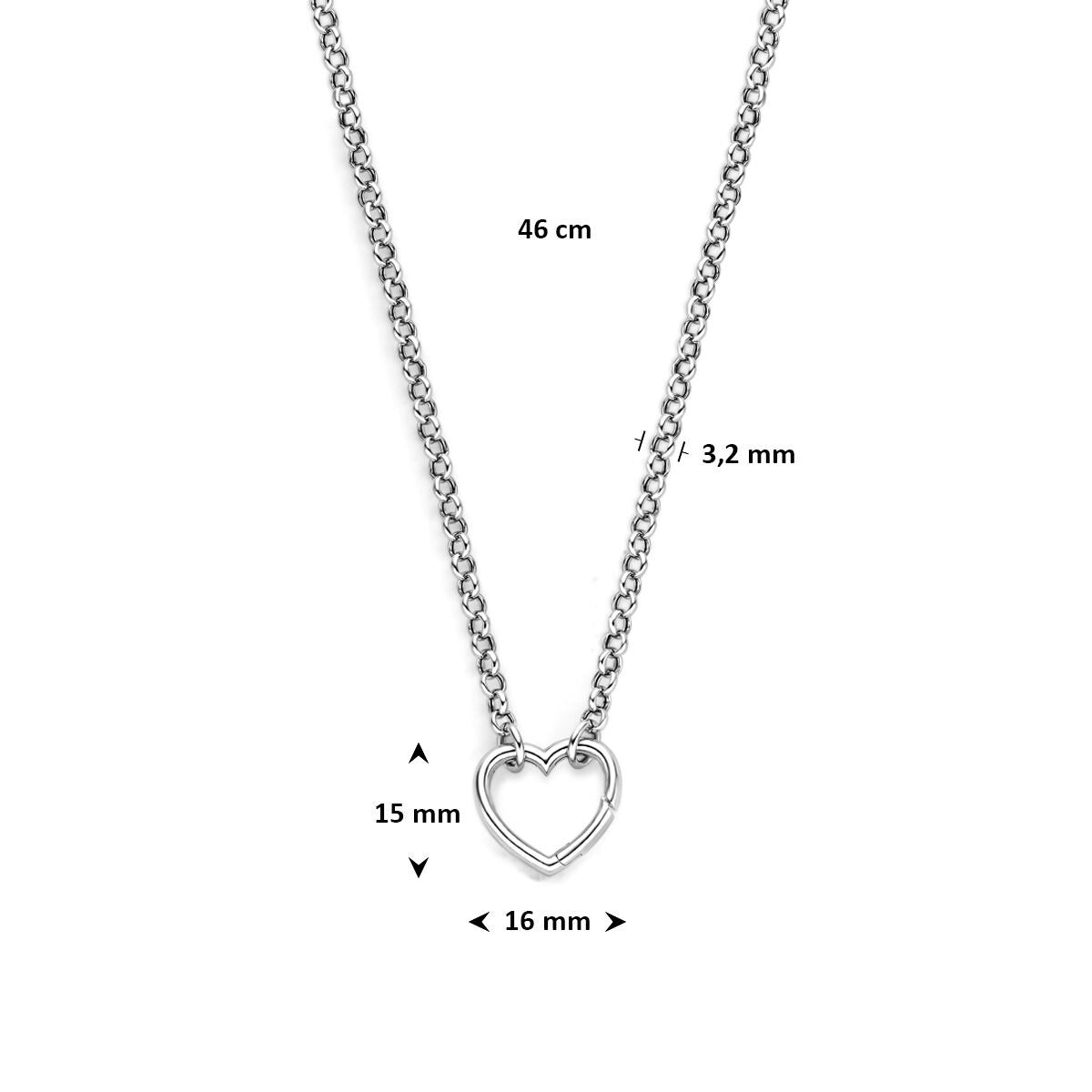Gerhodineerd 925 zilveren collier met hartje