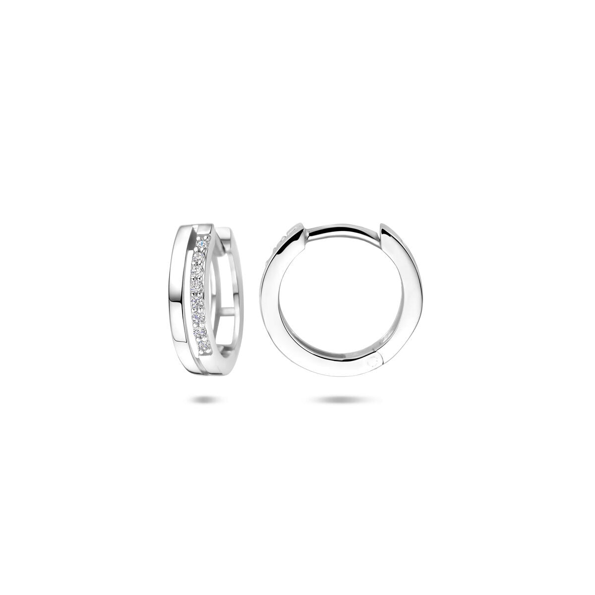 Zilveren klapoorringen met zirkonia – gerhodineerd 925 zilver