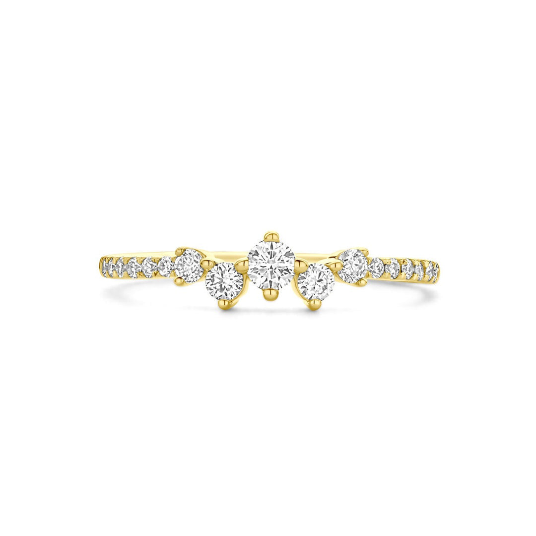 14k Geelgouden damesring met 0.33ct lab grown diamant