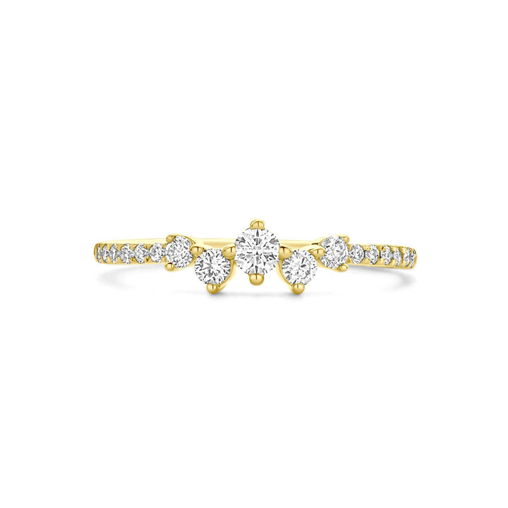 14k Geelgouden damesring met 0.33ct lab grown diamant