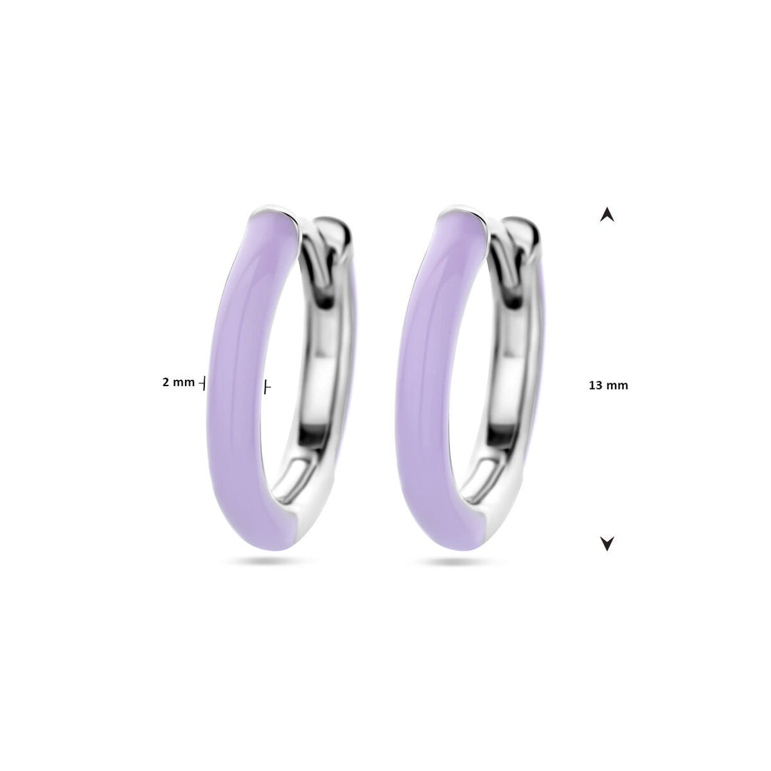 drop earrings purple enamel silver rhodium plated