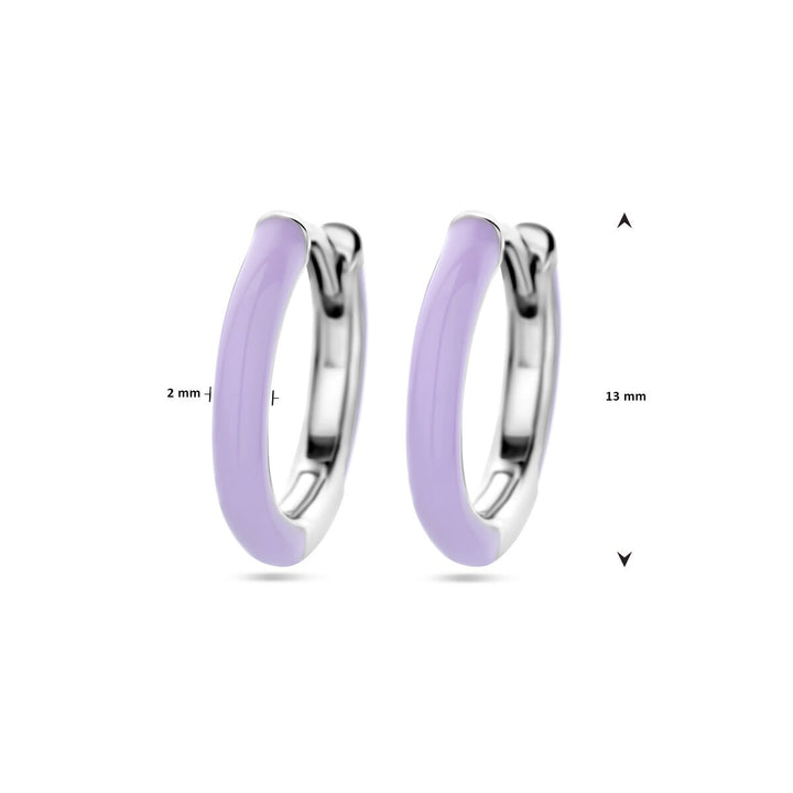 drop earrings purple enamel silver rhodium plated