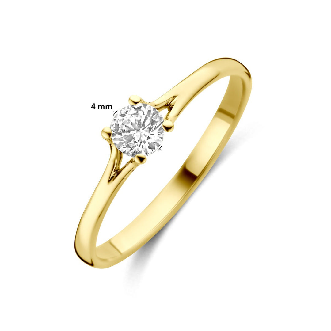 Gouden damesring met zirkonia – 14k geelgoud