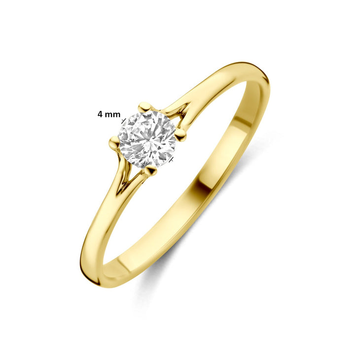 Gouden damesring met zirkonia – 14k geelgoud
