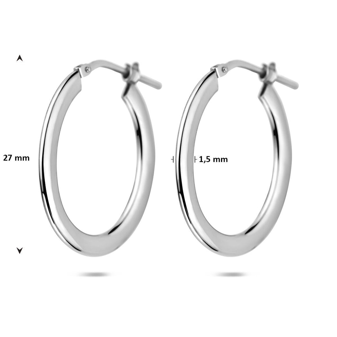 Zilveren oorringen met scharniersluiting – gerhodineerd 925 zilver