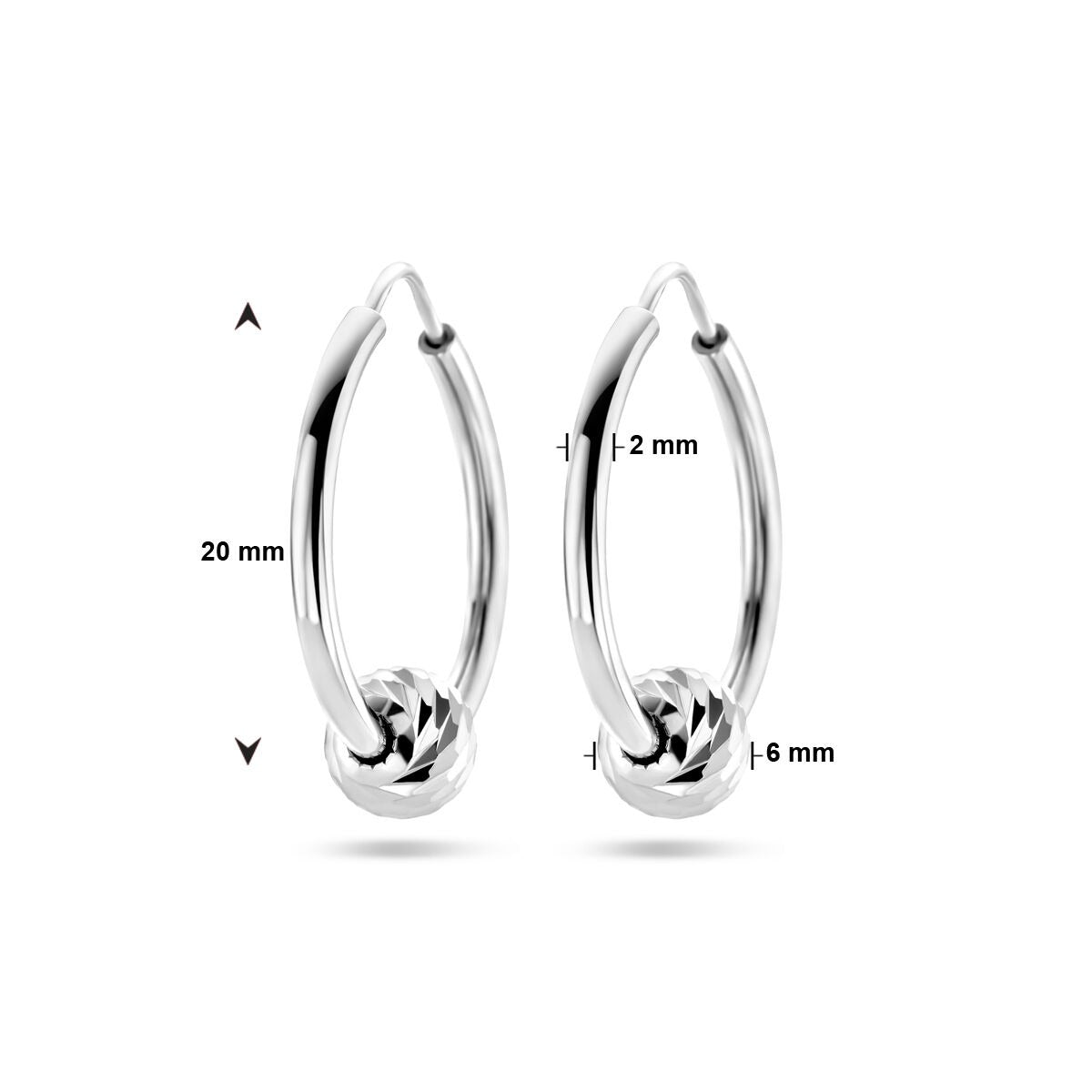 earrings ball silver rhodium plated