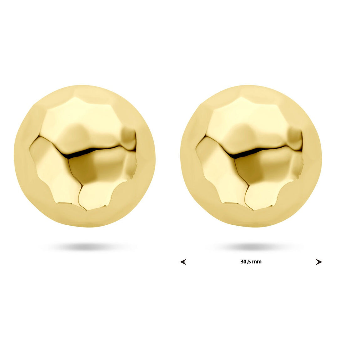 Vergulde zilveren oorknoppen – 30 mm, geelgoud op 925 zilver