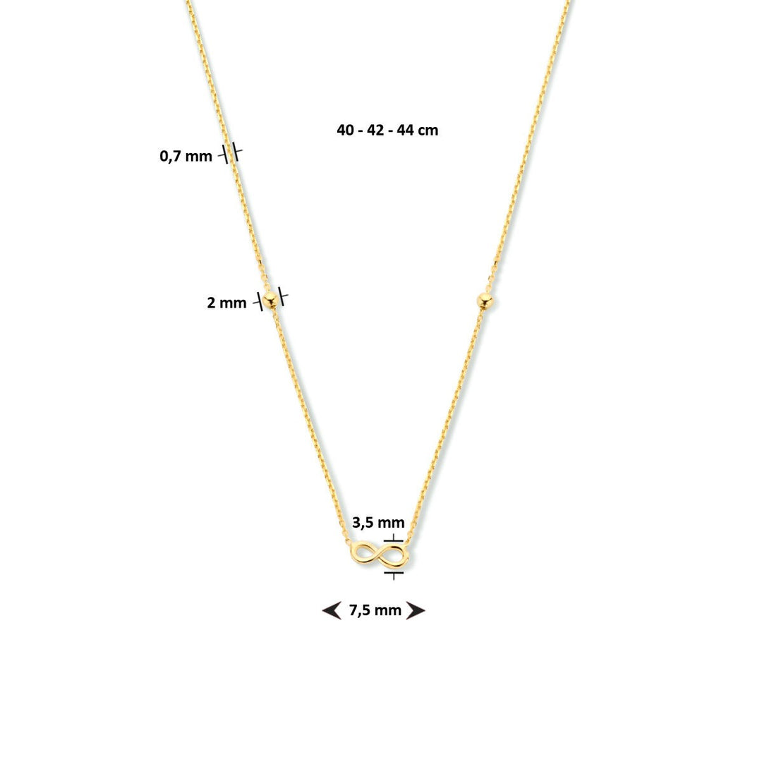 9k Geelgouden collier met infinity hanger