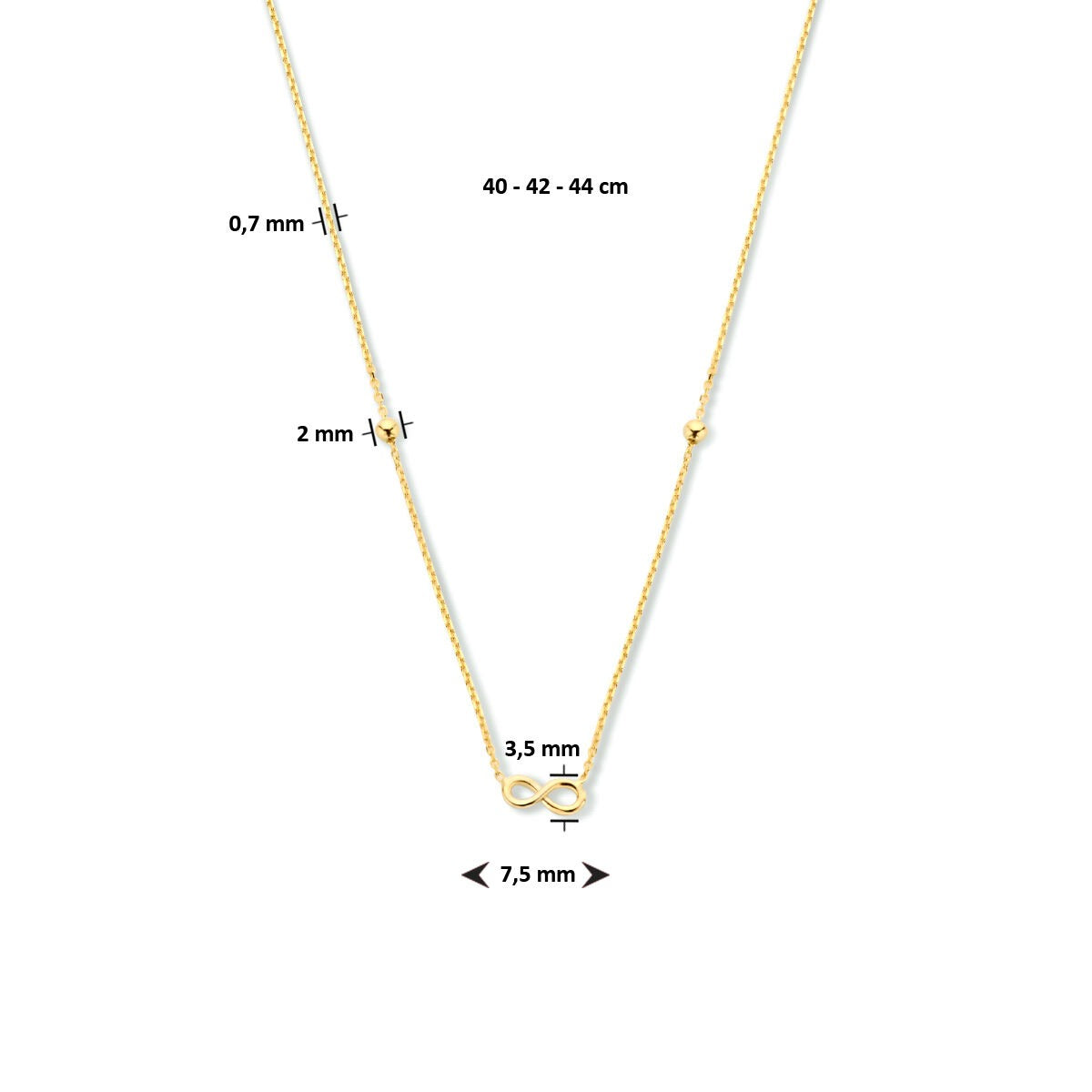 9k Geelgouden collier met infinity hanger