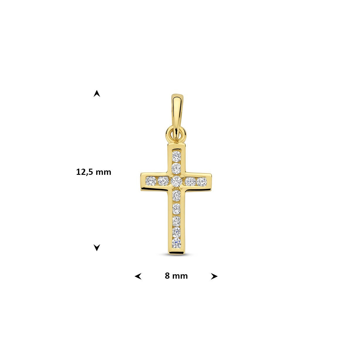 pendant cross and zirconia 14K yellow gold 