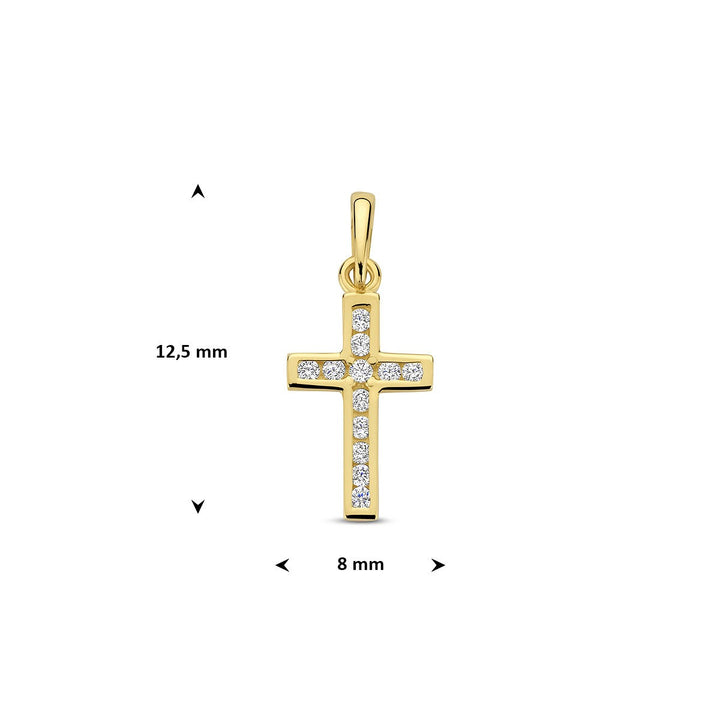 Anhänger Kreuz und Zirkonia 14K Gelbgold 