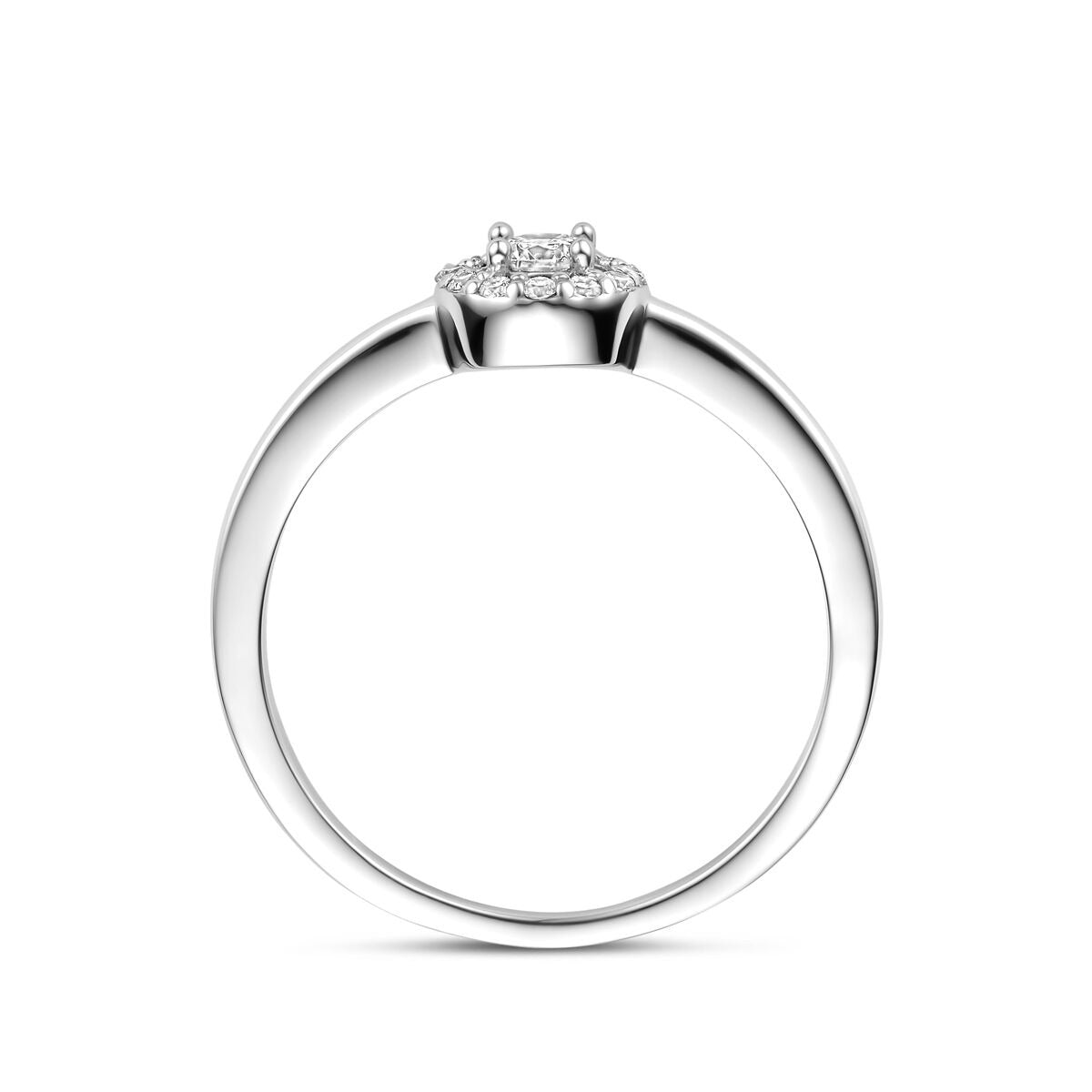 Gerhodineerd zilveren solitaire ring met zirkonia
