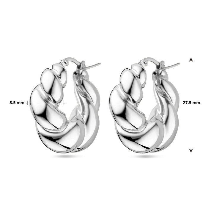 earrings twisted silver rhodium plated