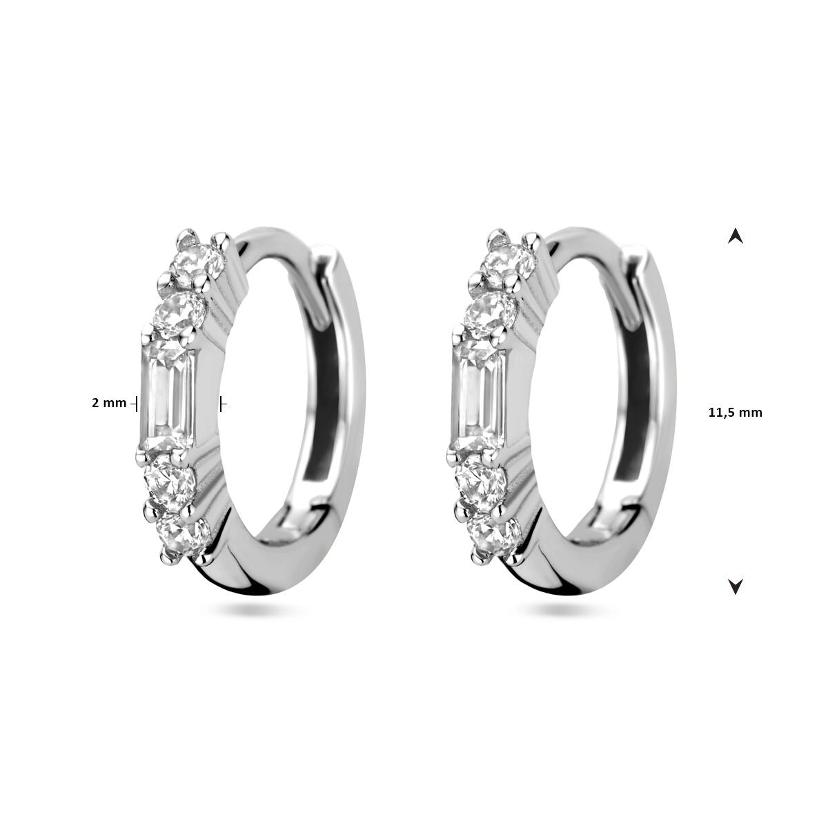drop earrings zirconia silver rhodium plated