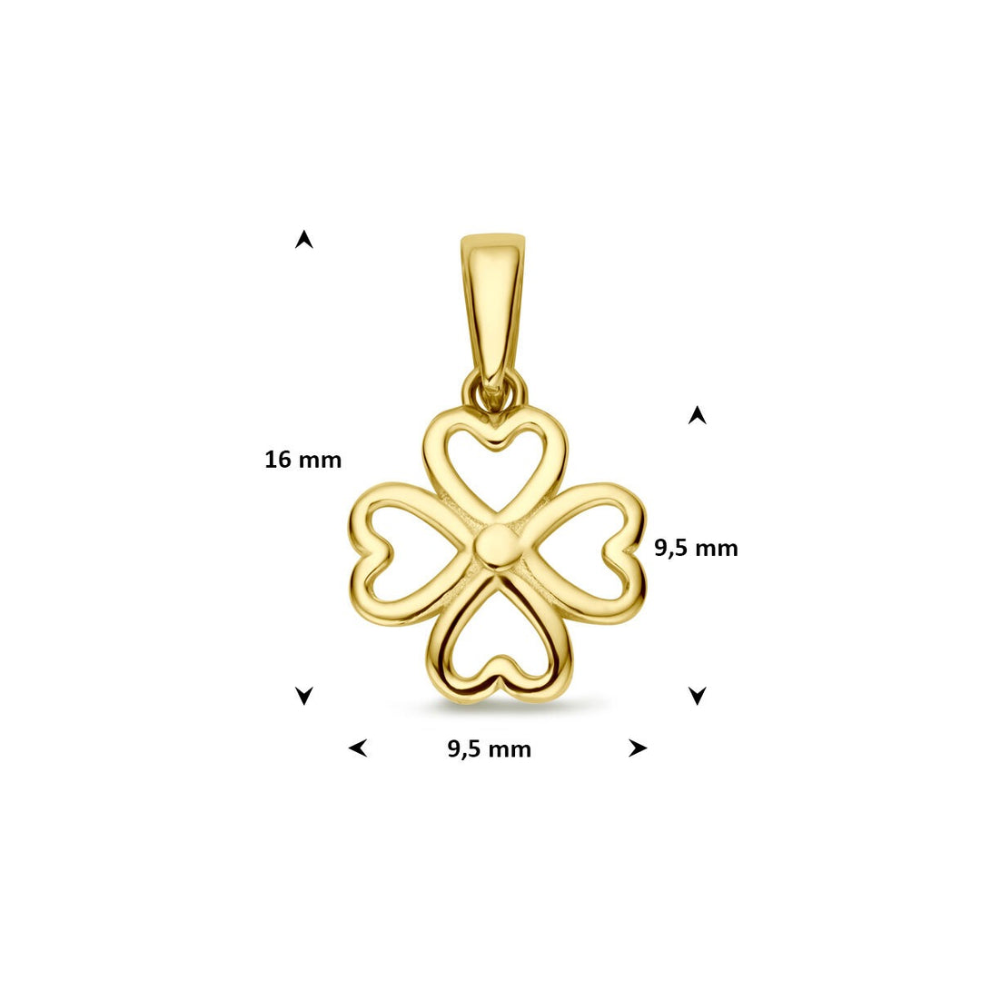 14k geelgouden klavertje-hanger – symbool van geluk