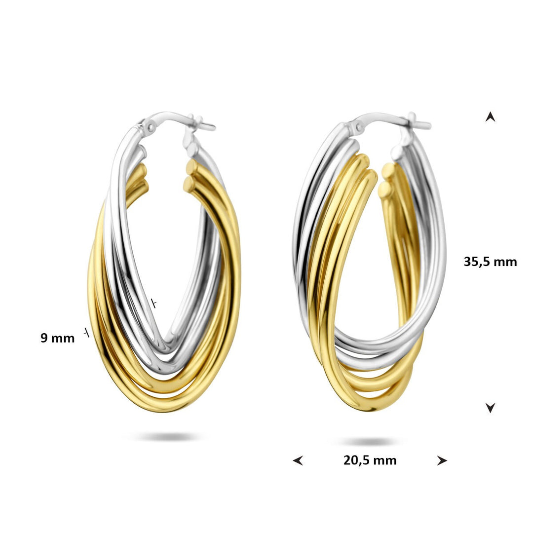 Bicolor verguld en gerhodineerd zilveren ovale oorringen – stijlvolle contrasten