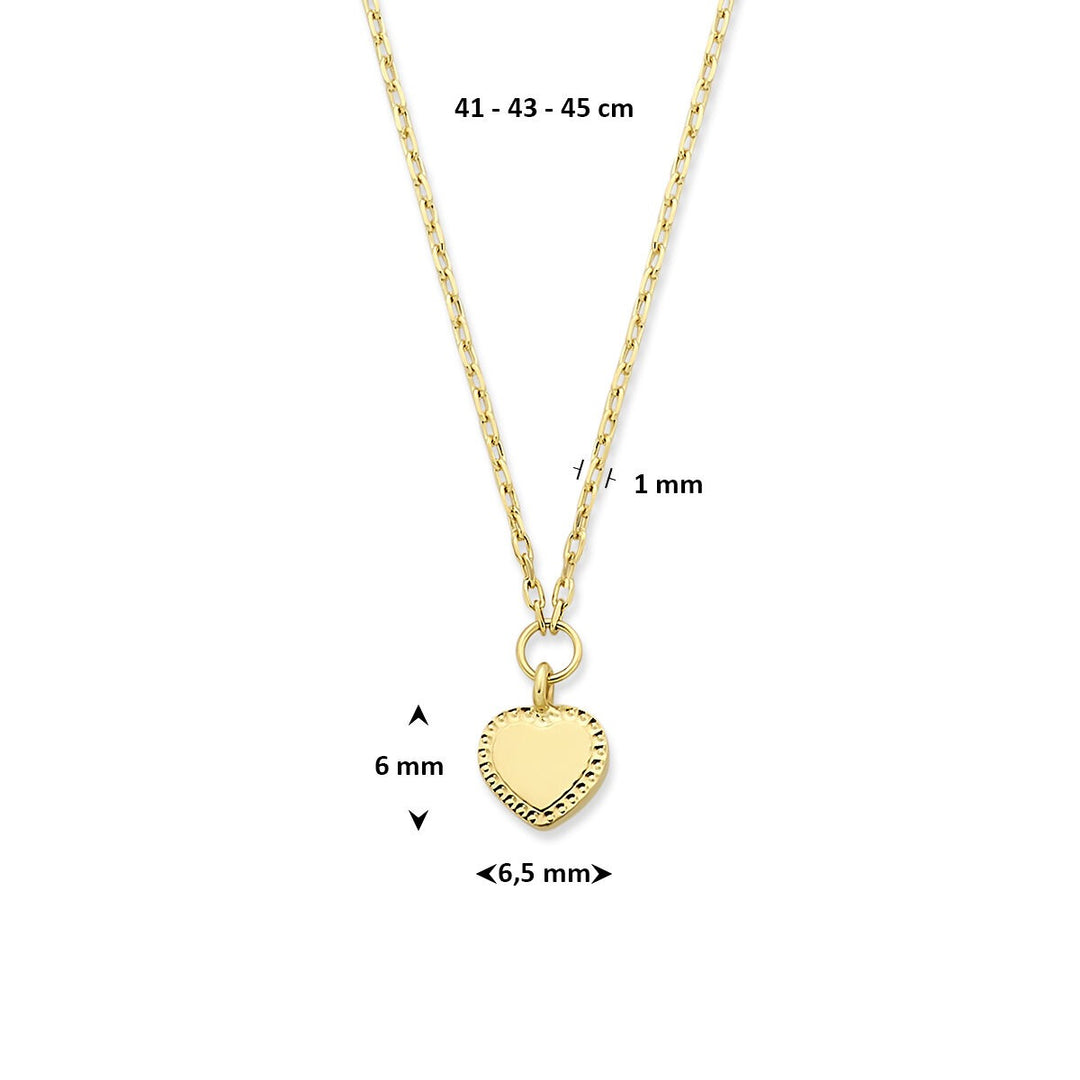 14k Geelgouden ketting met hartje – Fijn anker collier als symbool van liefde