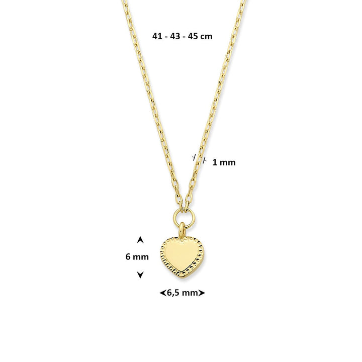 14k Geelgouden ketting met hartje – Fijn anker collier als symbool van liefde