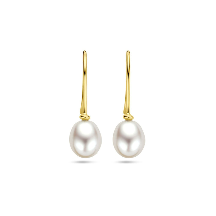 9k geelgouden oorhangers met zoetwaterparel